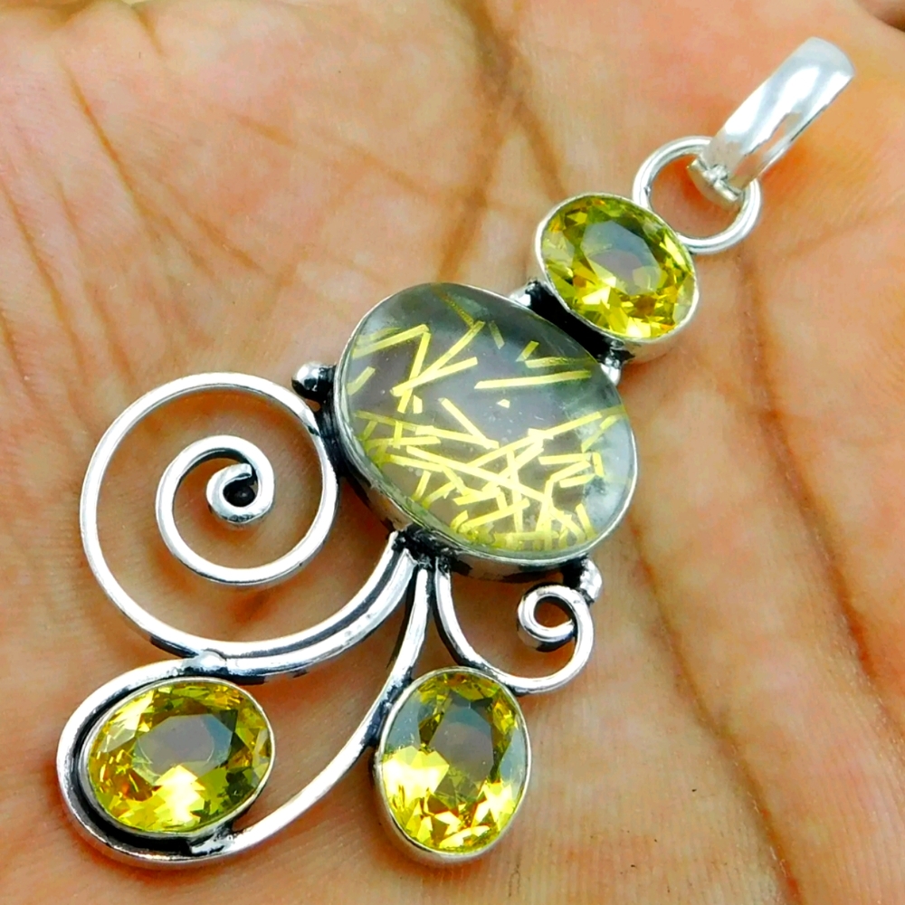 Rutilated quartz and gold Topaz